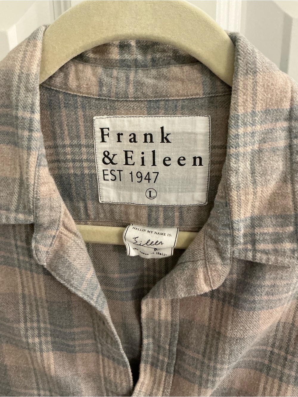 Frank & Eileen plaid flannel shirt sz large Eileen style
